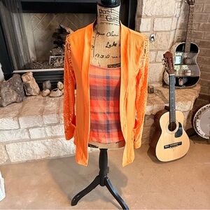 Source Unknown Orange Plaid Sleeveless Top and Bright Jacket